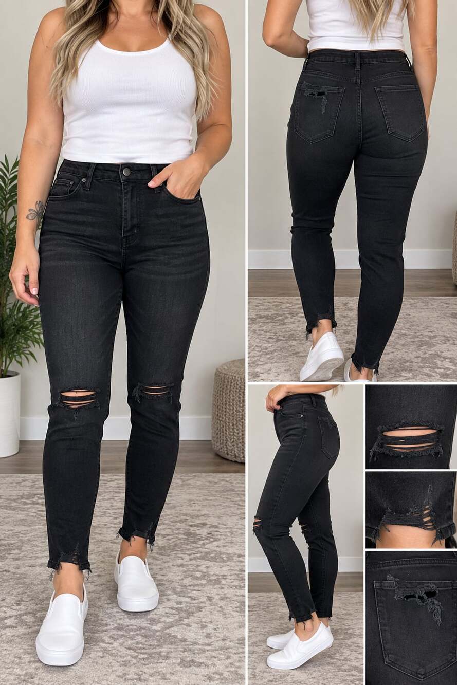 American Eagle Super Hi-Rise X4 Jegging Size 0 Black Ripped Jeans